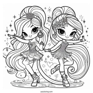 Shimmer And Shine Coloring Page Dancing For Kids