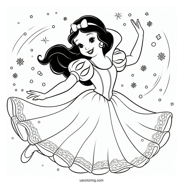 Coloring Page Of Snow White Dancing