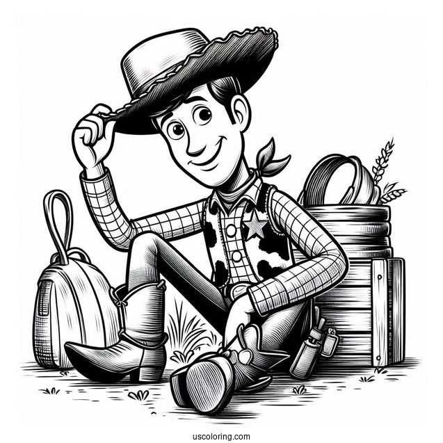 Cowboy Coloring Page Woody Tipping His Hat For Kids