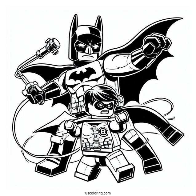 Lego Batman And Robin Fighting Crime Coloring
