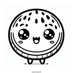 Cute Kawaii Watermelon Coloring Page For Kids