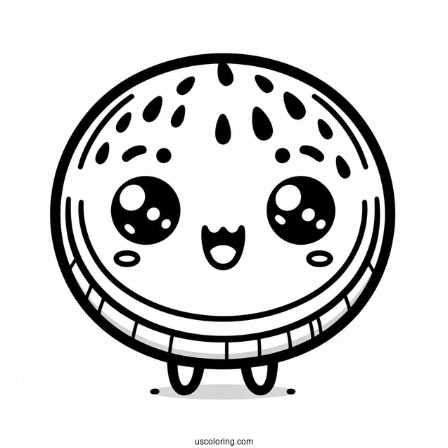 Cute Kawaii Watermelon Coloring Page For Kids