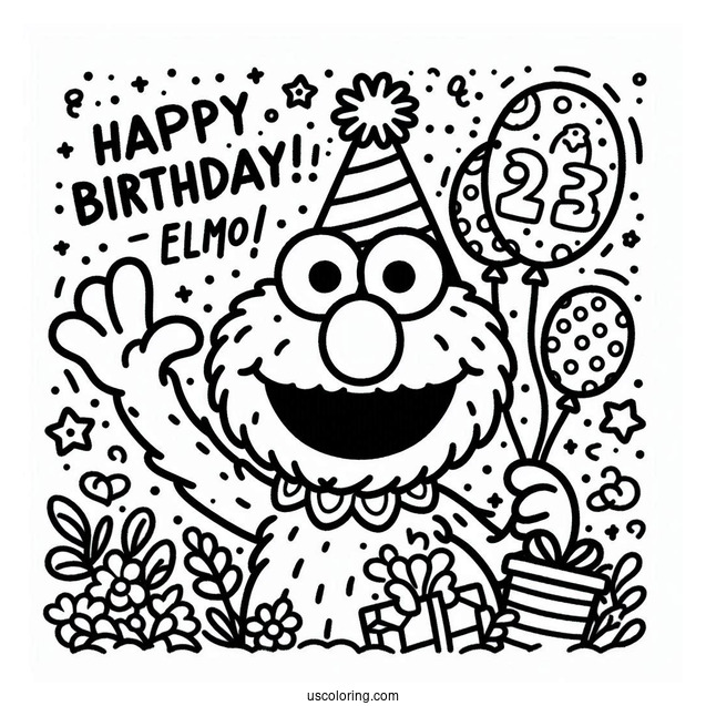 Happy Birthday Elmo Coloring Sheet