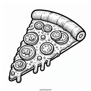 Cartoon Pizza Slice Coloring Sheet