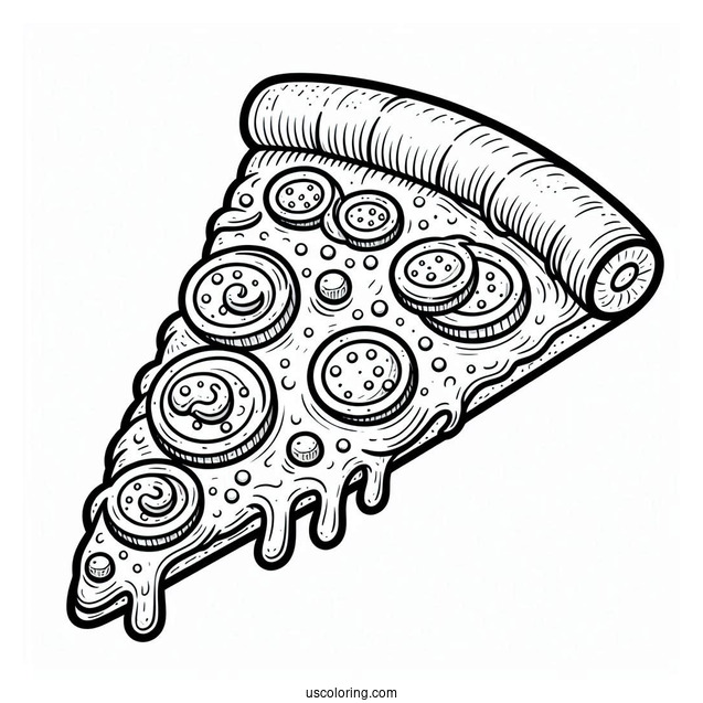 Cartoon Pizza Slice Coloring Sheet