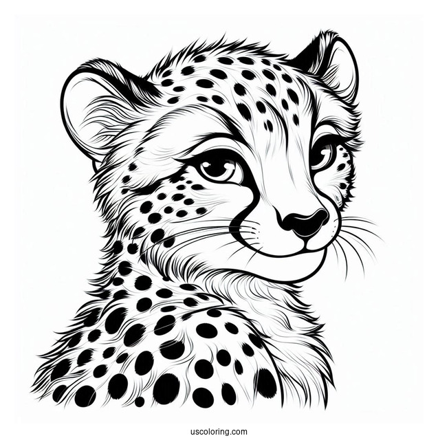 Female Cheetah Coloring Page Smirking