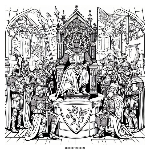 Coloring Page Of King Arthur And Knights Of The Round Table