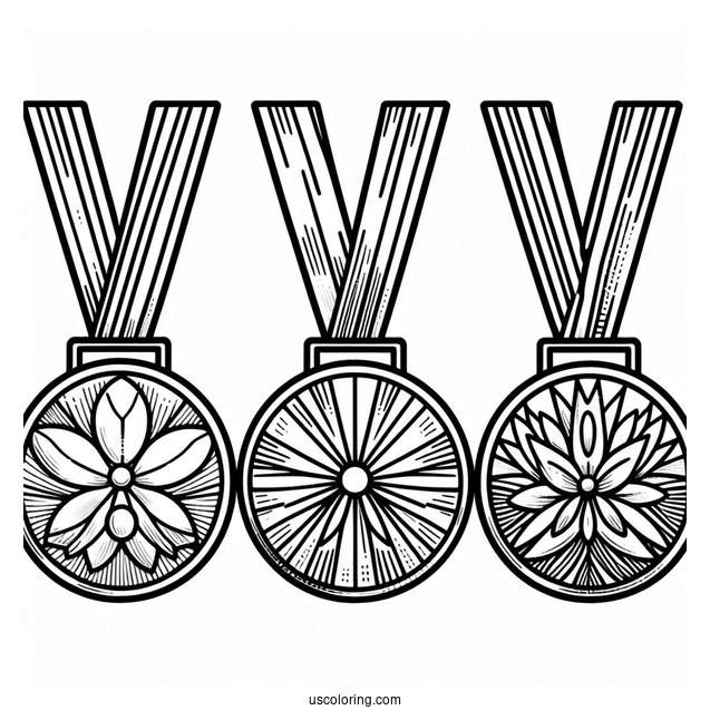 Gold, Silver, And Bronze Olympics Coloring Page Of Medals