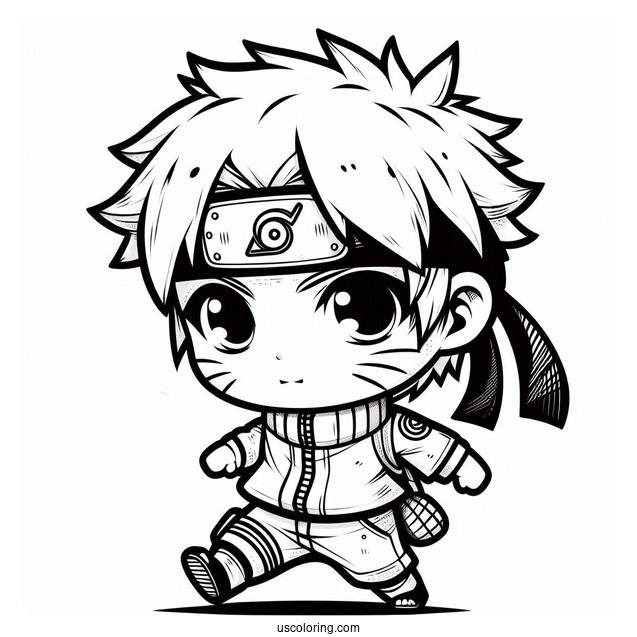 Adorable Chibi Naruto Coloring Page For Preschoolers