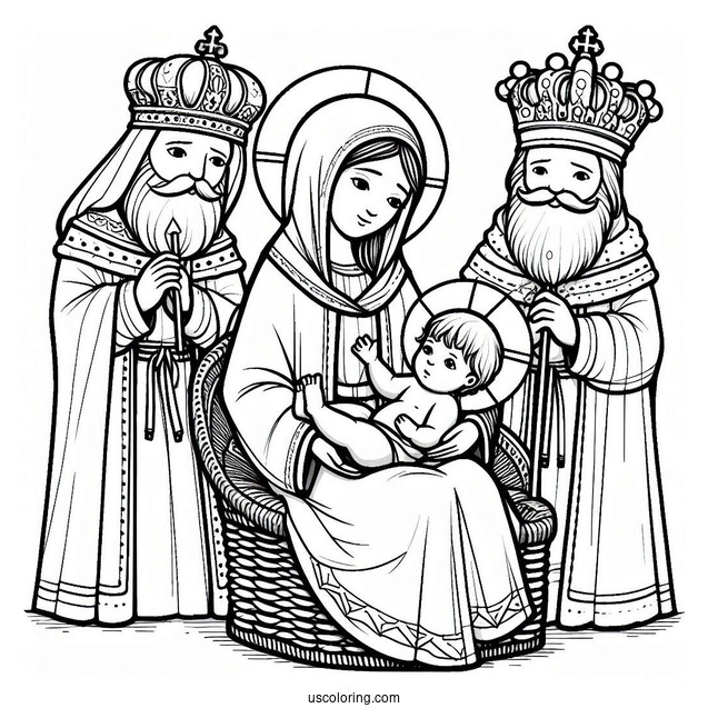 Baby Jesus With Virgin Mary And Three Kings