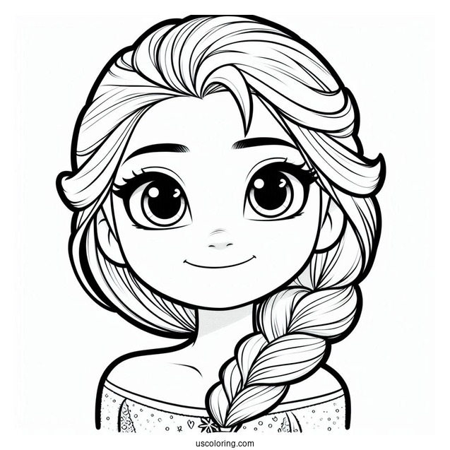 Young Elsa As A Child Simple Coloring In