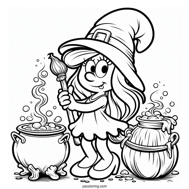 Witch Smurfette With Cauldron
