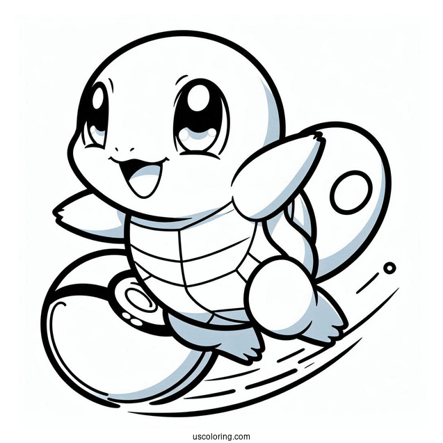 Jumping Squirtle Coloring Page For Preschoolers