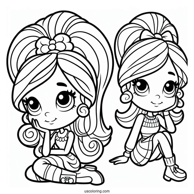 Polly Pocket Coloring Page Thinking Pose