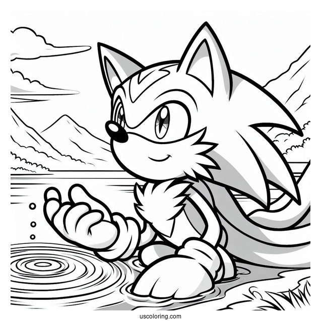 Big the Cat Looking Over Water Coloring In