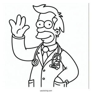 Simpsons Coloring Pages Of Dr Nick Riviera Waving For Kids