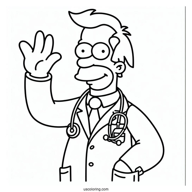 Simpsons Coloring Pages Of Dr Nick Riviera Waving For Kids
