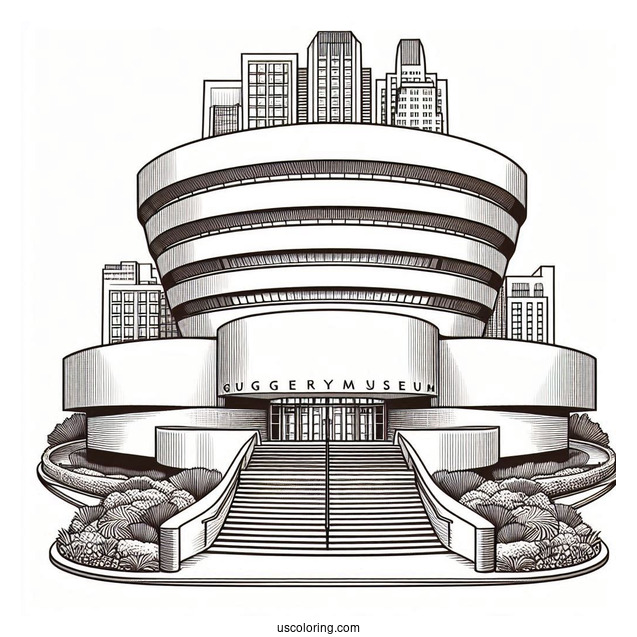 New York Coloring Page Of Solomon R. Guggenheim Museum