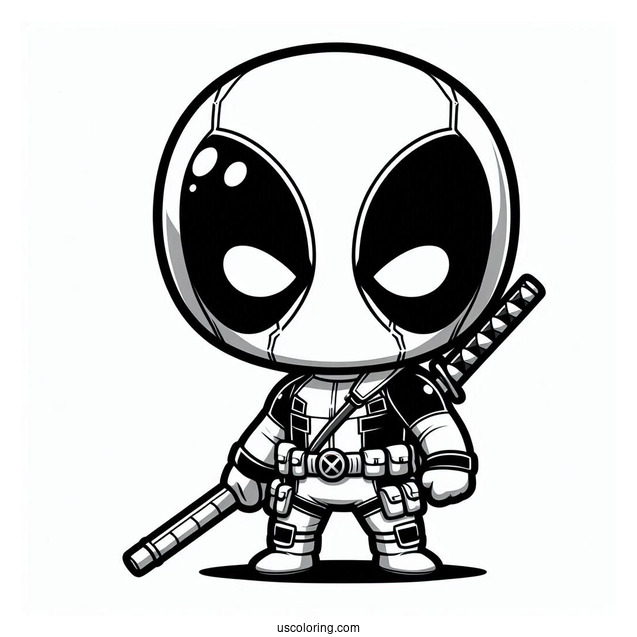 Chibi Deadpool Coloring Page