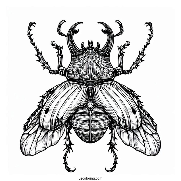 Atlas Beetle Coloring Page Outline For Kids