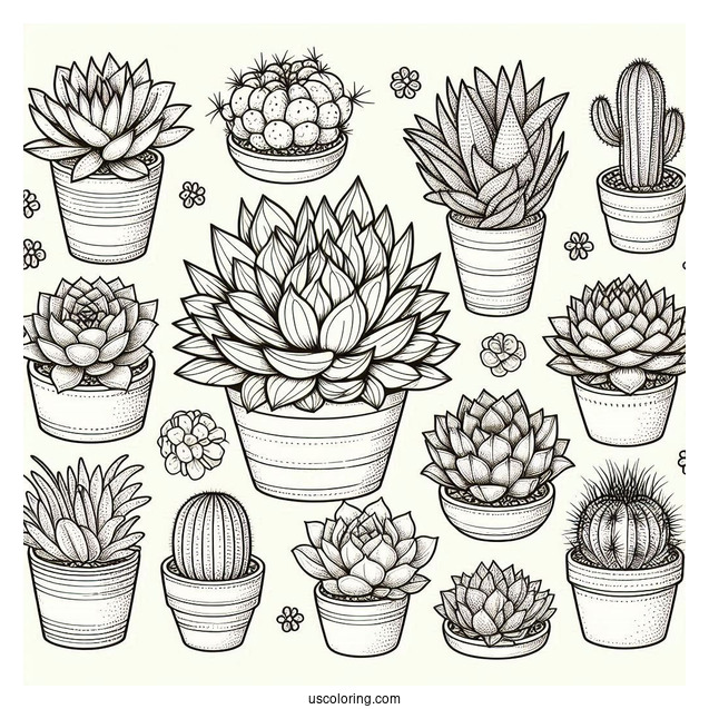Modern Succulent Plant Coloring Sheet