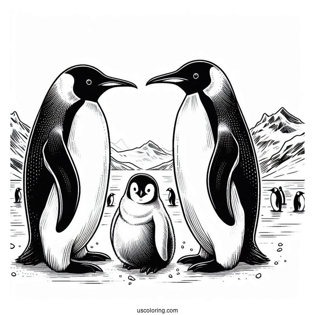 Colony Of Emperor Penguin Coloring