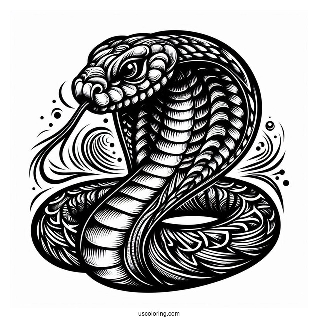 Detailed Cobra Snake Head With Fangs Out