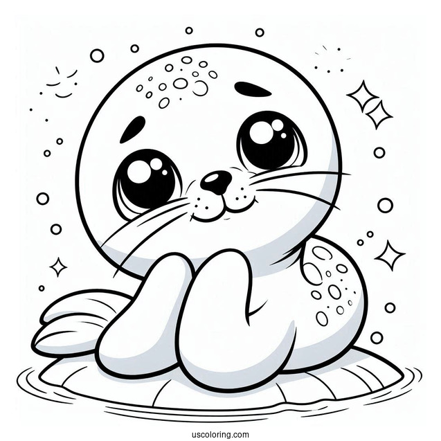 Smiling Baby Seal Coloring Page For Preschoolers