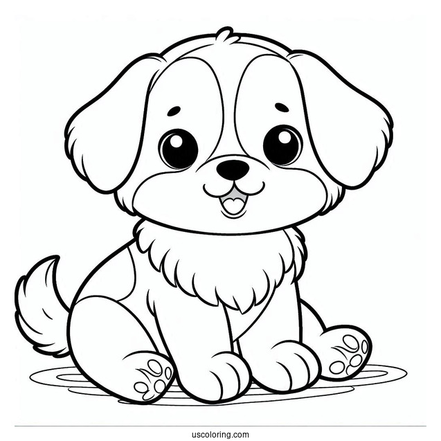Two Tone Puppy Coloring Sheet For Preschoolers