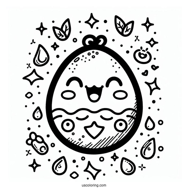 Tamagotchi Coloring Page Of Easy Kuchipatchi For Kids