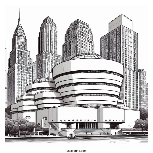 New York Coloring Page Of Solomon R. Guggenheim Museum