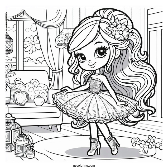 Polly Pocket Coloring Page Of Griselle Grande In The Living Room