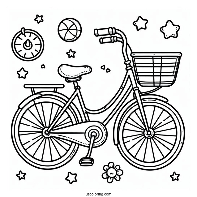 Cartoon Bicycle Coloring Page Outline For Preschoolers