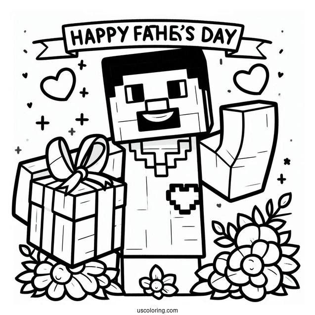 Minecraft Steve With Happy Father's Day Coloring Page