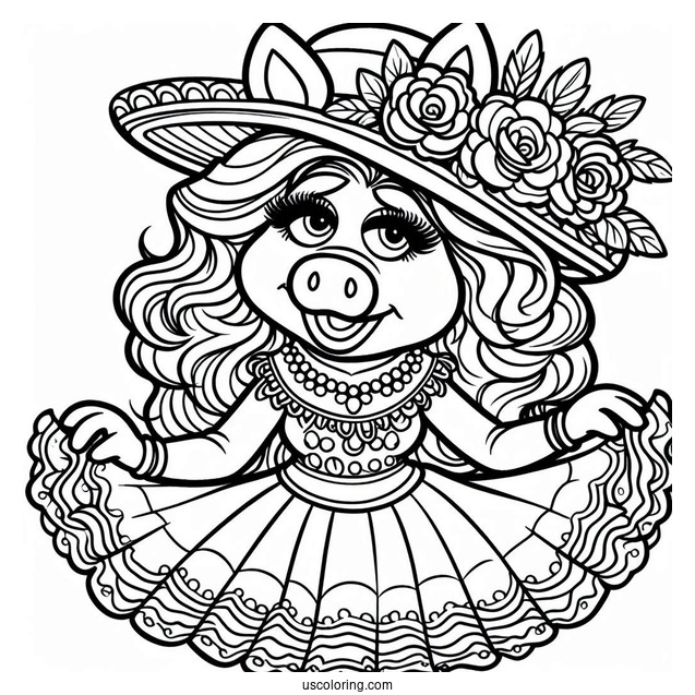 Miss Piggy Muppets Coloring Page For Kids