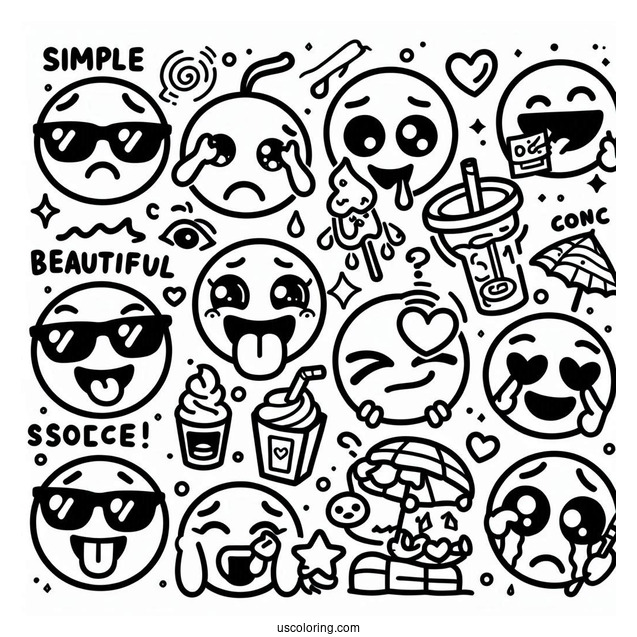 Full Page Of Emoji Coloring Page