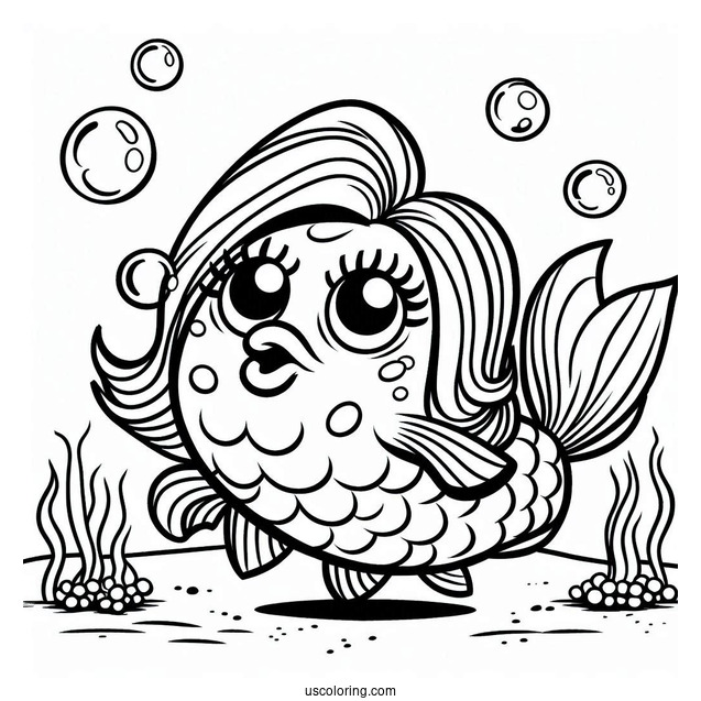 SpongeBob Coloring Page Of Sassy Bubble Bass For Kids