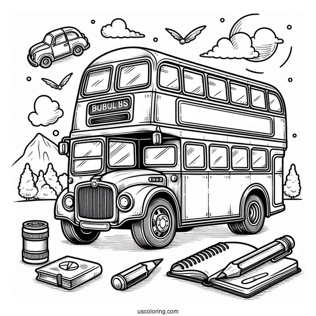 Double Decker Bus Coloring Page
