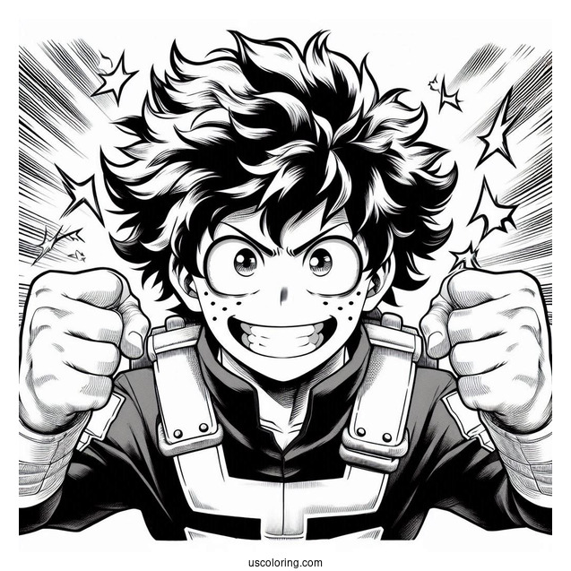 My Hero Academia Deku Coloring Page Poster