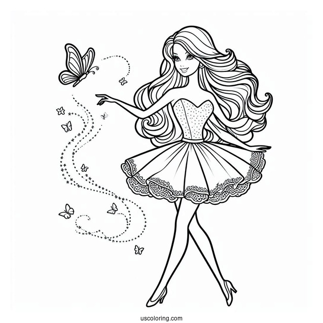 Barbie Dancing Coloring Page