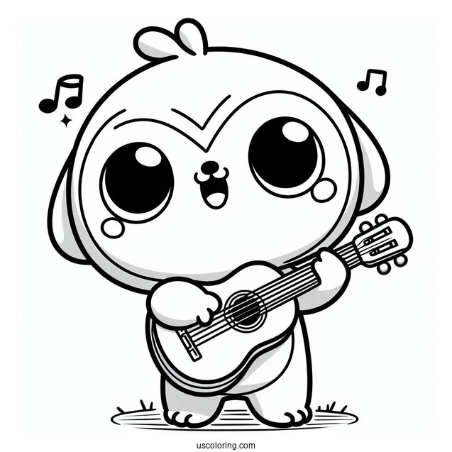Pororo Coloring Page Playing Guitar For Kids