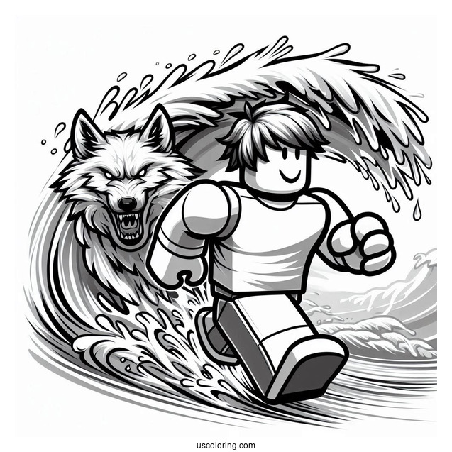 Roblox Characters Running From wave With Wolf