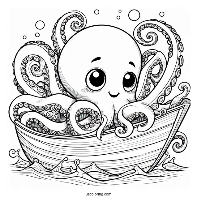 Gian Octopus Coloring Page Peering At Boat