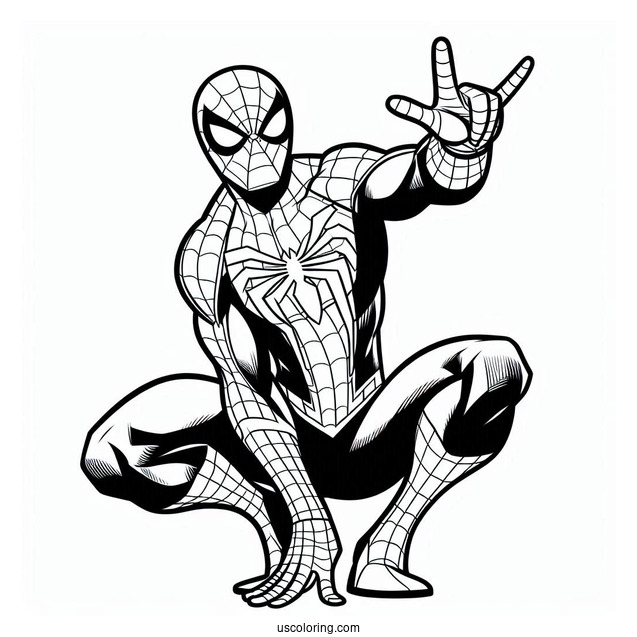 Easy Cartoon Spider-Man Coloring Sheet For Kids