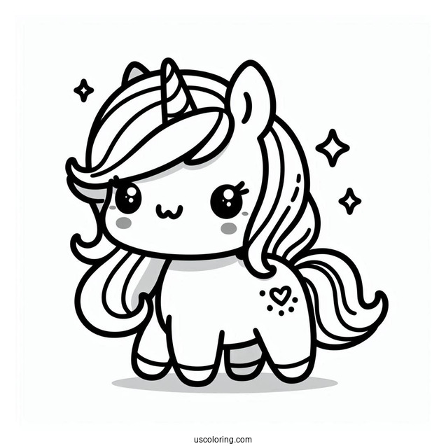 Adorable Kawaii Horse To Color For Kids