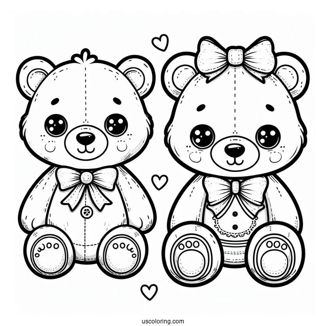 Teddy Bear Coloring Page With Button Eyes