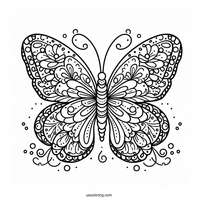 Butterfly With Floral Wings Coloring Page