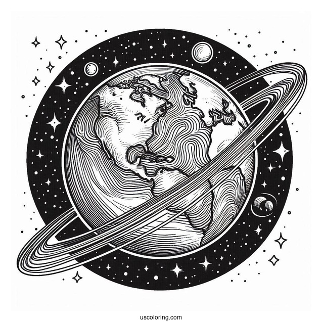 View Of Earth From Space Coloring Page