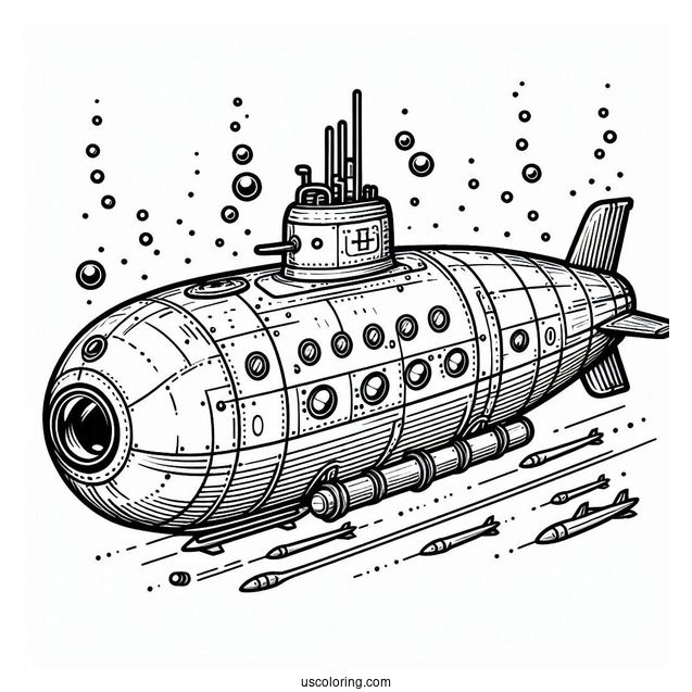 Detailed Submarine Coloring Page Sub Pods