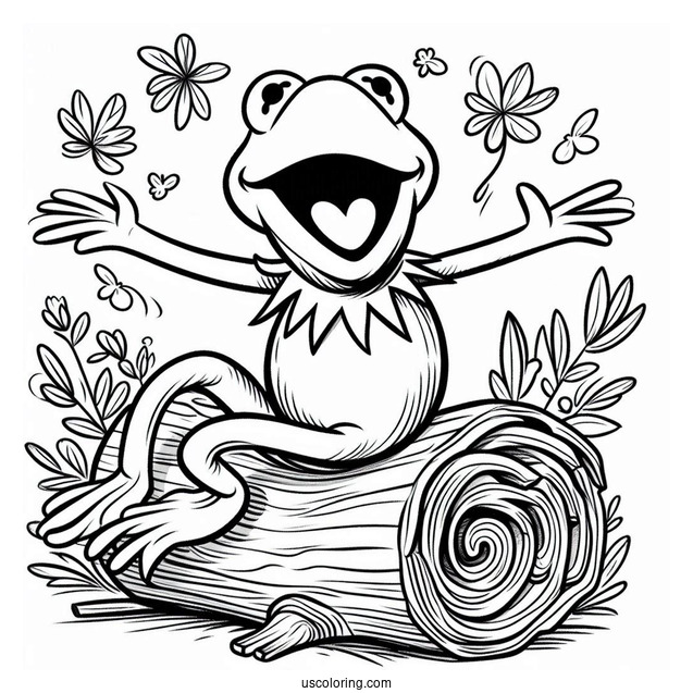 Muppets Coloring Page Of Happy Kermit The Frog For Kids